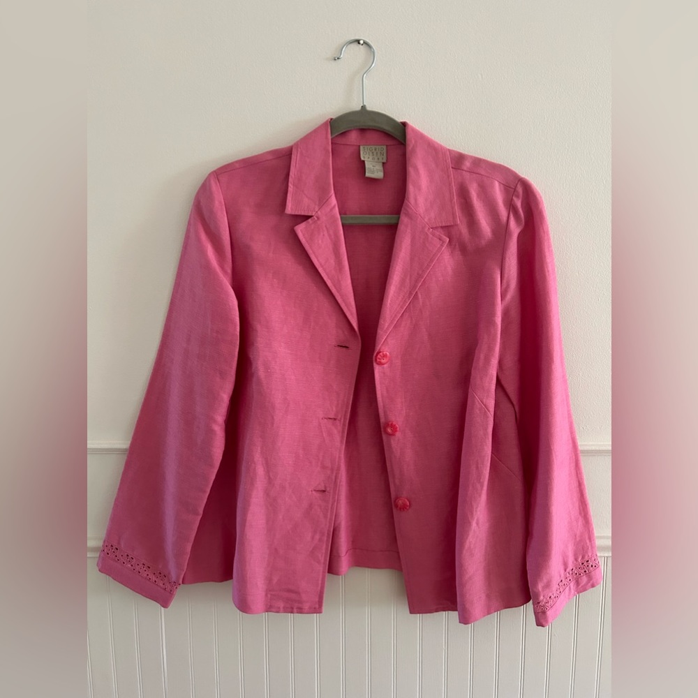 Sigrid Olsen sport pink linen blazer